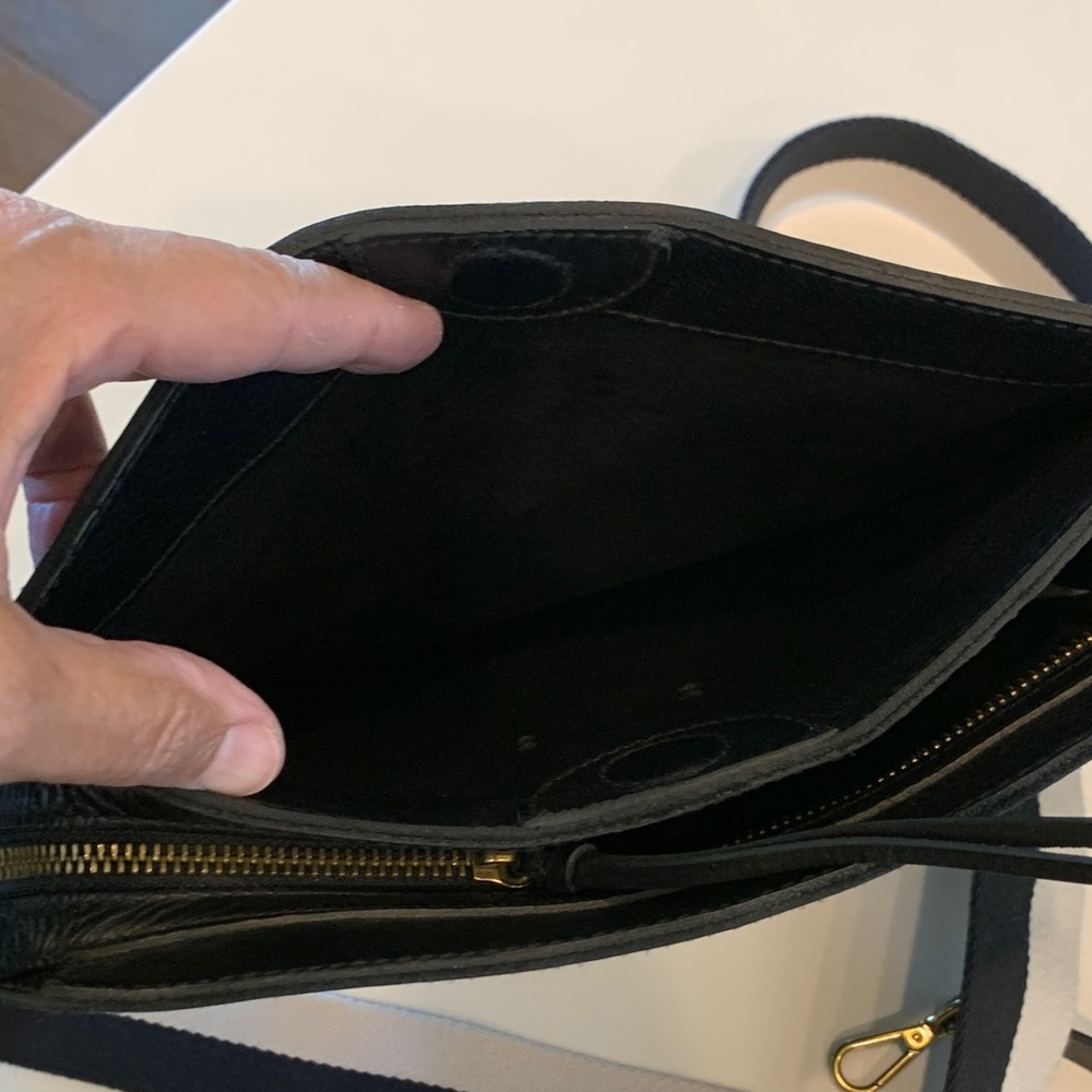 Madewell Black Leather Cossebody Bag with Striped Strap & Solid strap NWOT - Picture 3 of 15